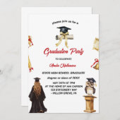 Partei für Mädchen und Hut Einladung (Vorne/Hinten)