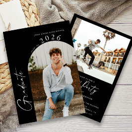 Partei für Minimalistisches Foto in Schwarz und We Einladung