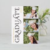 Partei für Side Typografy 3 Foto Graduation Folieneinladung (Stehend vorne)