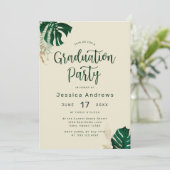 Partei für tropische Themenbereiche grüne Blätter Einladung (Stehend Vorderseite)