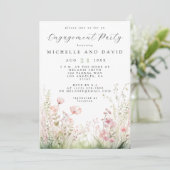 Partei für zartes Engagement der Wildblume Einladung (Stehend Vorderseite)