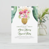 PARTEI "Pineapa Floral Vase Beach ENGAGEMENT" Einladung (Stehend Vorderseite)