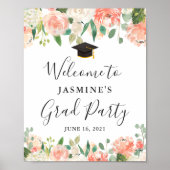 Parteichname für korallenfarbene Pfirsichblüten Poster (Vorne)