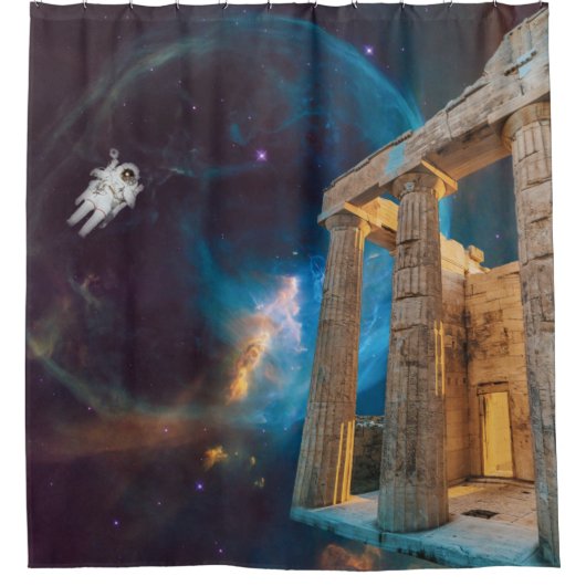 Parthenon Acropolis Griechenland trifft Raumfahrt Duschvorhang (Vorderseite)