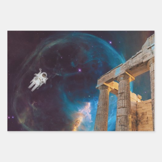 Parthenon Acropolis Griechenland trifft Raumfahrt Geschenkpapier Set (Vorderseite 2)