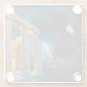 Parthenon Acropolis Griechenland trifft Raumfahrt Glasuntersetzer (Rückseite)