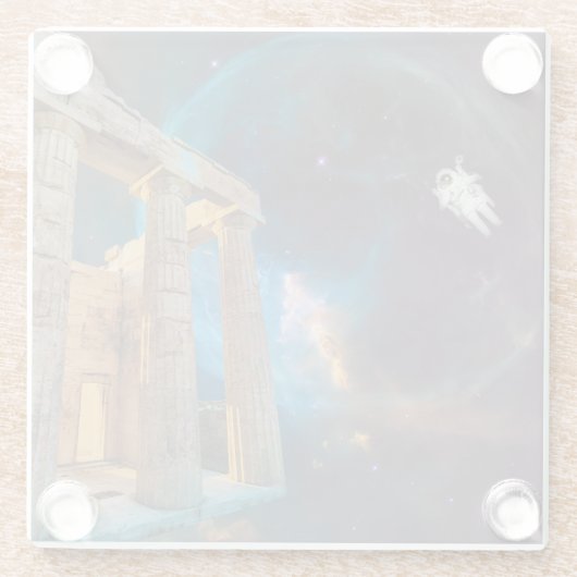 Parthenon Acropolis Griechenland trifft Raumfahrt Glasuntersetzer (Rückseite)