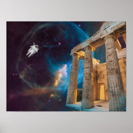 Parthenon Acropolis Griechenland trifft Raumfahrt Poster