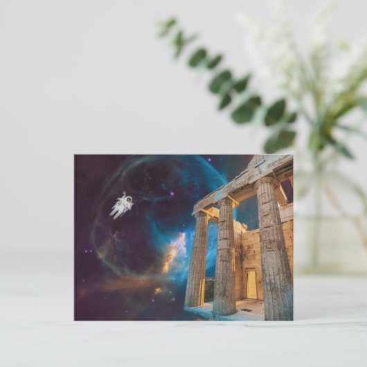 Parthenon Acropolis Griechenland trifft Raumfahrt Postkarte (Stehend Vorderseite)