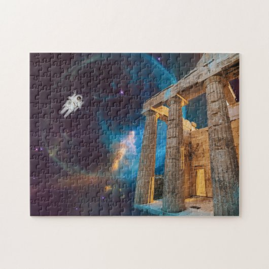 Parthenon Acropolis Griechenland trifft Raumfahrt Puzzle (Horizontal)