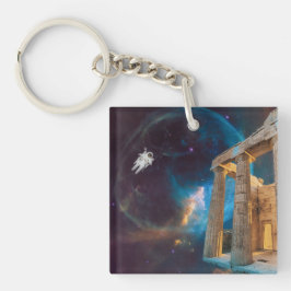 Parthenon Acropolis Griechenland trifft Raumfahrt Schlüsselanhänger
