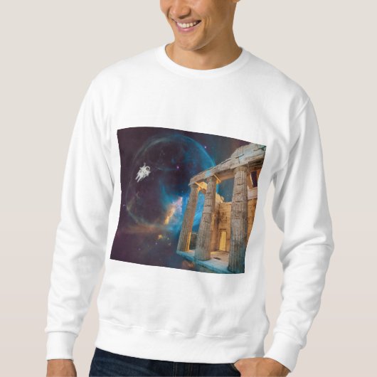 Parthenon Acropolis Griechenland trifft Raumfahrt Sweatshirt (Vorderseite)