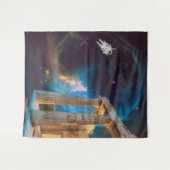 Parthenon Acropolis Griechenland trifft Raumfahrt Wandteppich (Vorderseite (Horizontal))