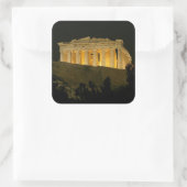 Parthenon am Nachtsticker Quadratischer Aufkleber (Tasche)