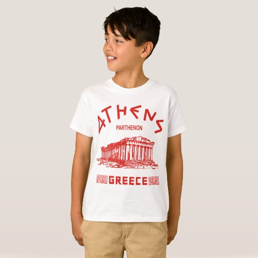 Parthenon - Athen - Grieche (rot) T-Shirt (Vorne ganz)