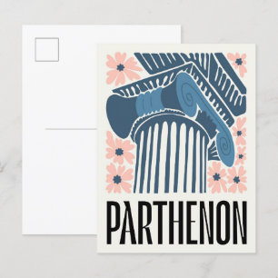 Parthenon Athen Griechenland abstrakt Reise floral Postkarte