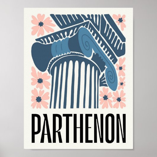 Parthenon Athen Griechenland abstrakte Blumenart Poster (Vorne)