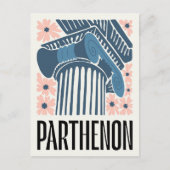 Parthenon Athen Griechenland abstrakte Blumenart Postkarte (Vorderseite)