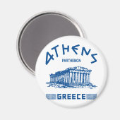 Parthenon - Athen - Griechisch (blau) Magnet (Vorderseite/Rückseite)