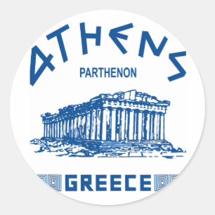 Parthenon - Athen - Griechisch (blau) Runder Aufkleber