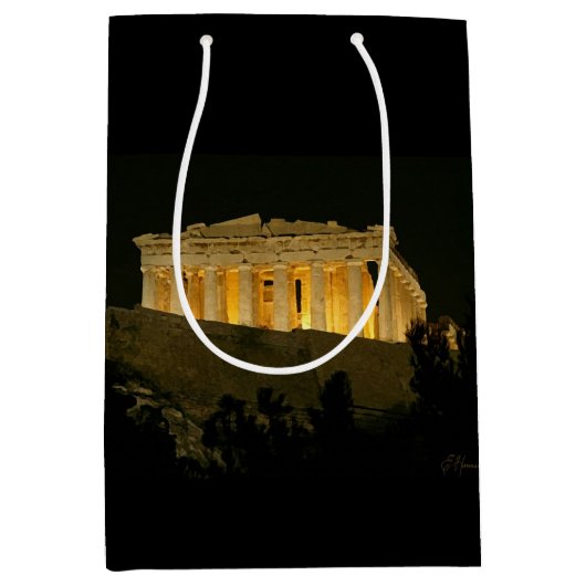 Parthenon in der Nacht Mittlere Geschenktüte (Vorderseite)