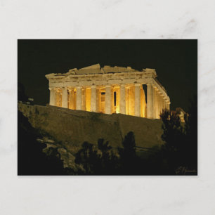 Parthenon in der Nacht Postkarte