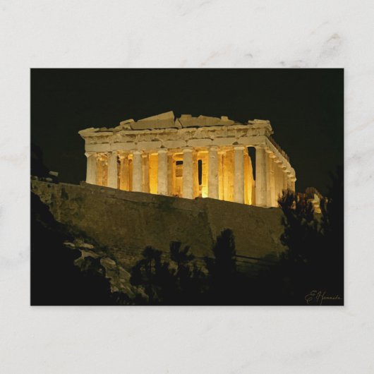 Parthenon in der Nacht Postkarte (Vorderseite)