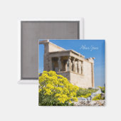 Parthenon-Tempel mit Frühlingsblumen Magnet (Vorderseite/Rückseite)