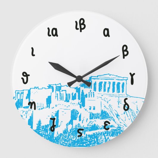 Parthenon Time - Greek Numerals & the Acropolis Große Wanduhr (Vorderseite)