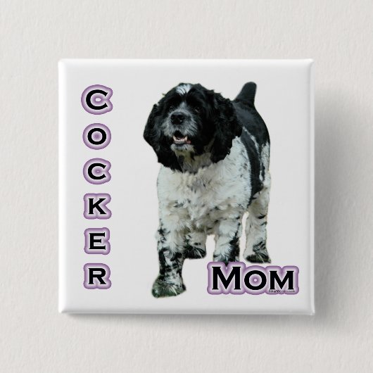 Parti Cocker Spanische Mama; Mama von Cocker Spani Button (Vorderseite)