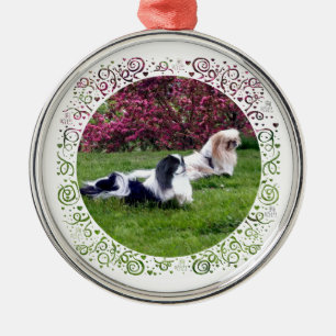 Parti-Color Pekingese Hunde Ornament Aus Metall