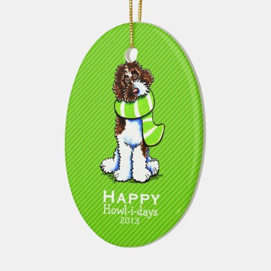 Parti Labradoodle Keramikornament (Links)