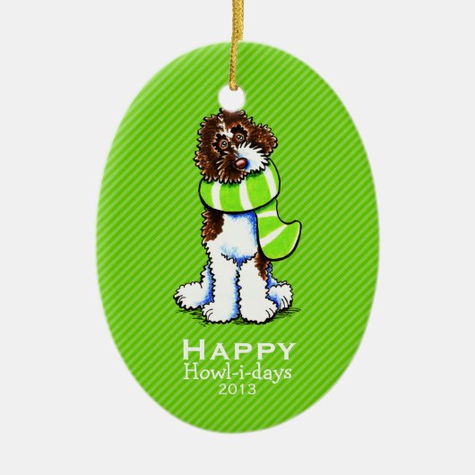 Parti Labradoodle Keramikornament (Vorne)