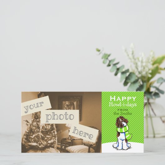 Parti Labradoodle Scarf Weihnachten Modern Green (Stehend Vorderseite)