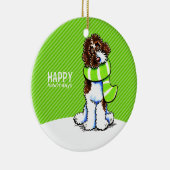 Parti Labradoodle Weihnachts-Happy Howl-i-days Keramik Ornament (Rechts)