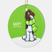 Parti Labradoodle Weihnachts-Happy Howl-i-days Keramik Ornament (Links)