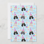 Parti Poodle Birthday Invitation in Blue Einladung (Rückseite)