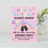 Parti Poodle Birthday Invitation in Pink Einladung (Stehend Vorderseite)