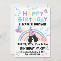 Parti Poodle Birthday Invitation in White