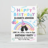 Parti Poodle Birthday Invitation in White Einladung (Stehend Vorderseite)