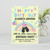 Parti Poodle Birthday Invitation in Yellow Einladung (Stehend Vorderseite)