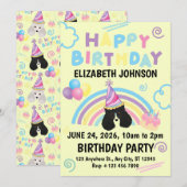 Parti Poodle Birthday Invitation in Yellow Einladung (Vorne/Hinten)