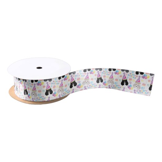 Parti Poodle Birthday Ribbon Satinband (Spule)