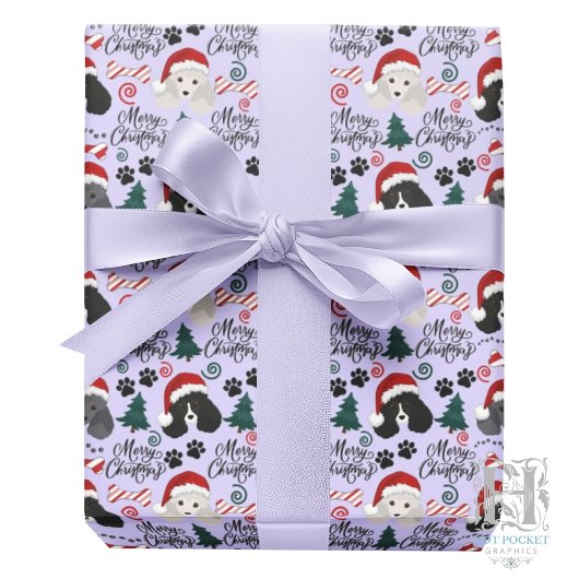Parti Poodle Christmas Gift Wrapping Paper Purple Geschenkpapier