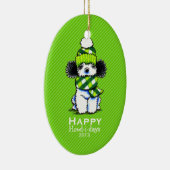 Parti Poodle Kariert Scarf Weihnachtsmarkt Keramikornament (Rechts)