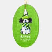 Parti Poodle Kariert Scarf Weihnachtsmarkt Keramikornament (Links)