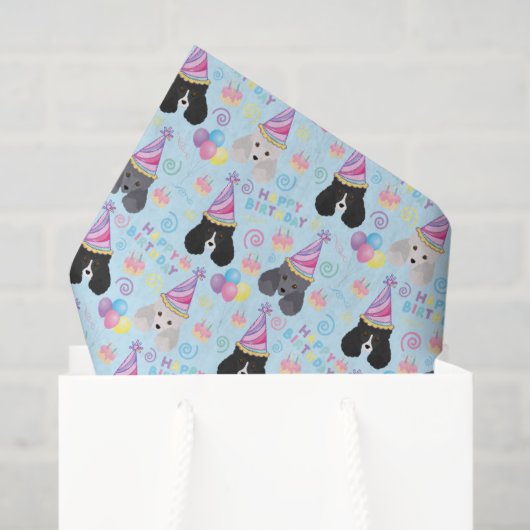 Parti Poodle Tissue Paper in Blue Seidenpapier (Geschenk Tasche)