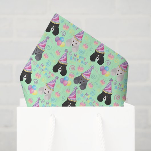 Parti Poodle Tissue Paper in Green Seidenpapier (Geschenk Tasche)