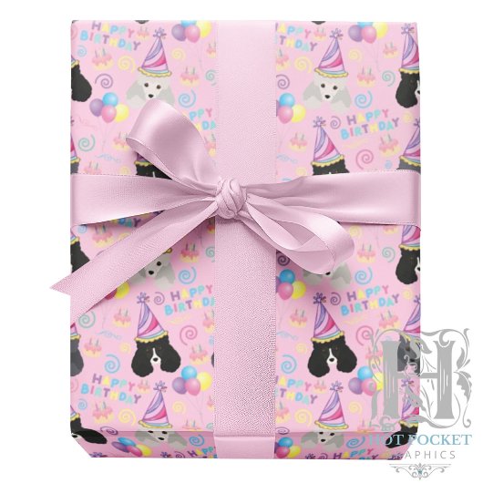 Parti Poodle Wrapping Paper in Pink Geschenkpapier