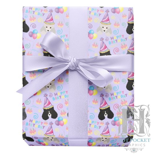 Parti Poodle Wrapping Paper in Purple Geschenkpapier
